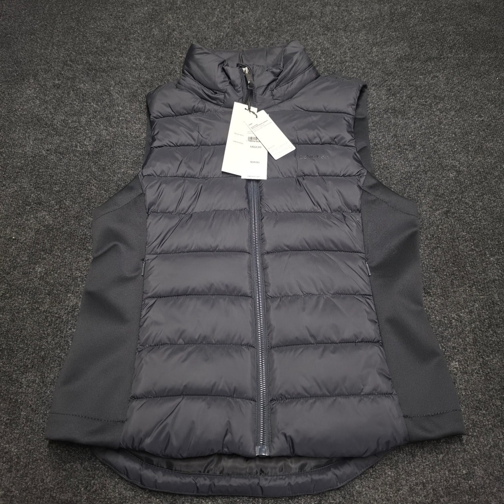 Calvin Klein Mens Black Puffer Vest Sorona Insulation Water Resistant Medium